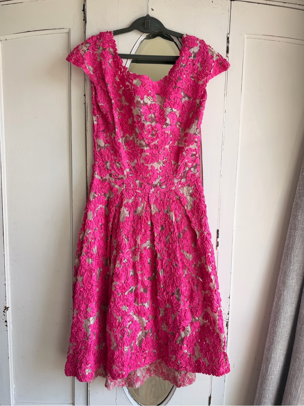 Yoana Baraschi Hot Pink Floral Lace Dress